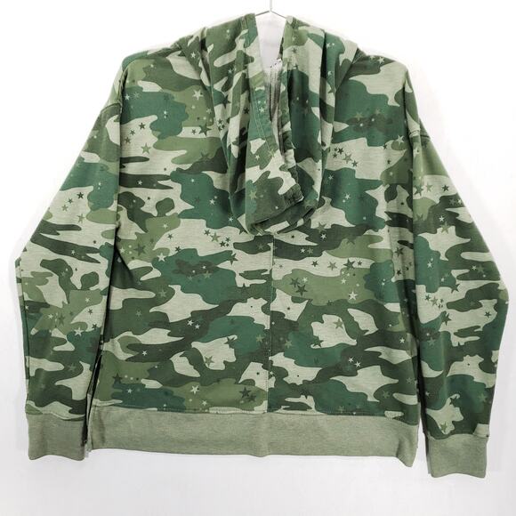 Danskin Hoodie Womens Medium Green Camo Long Sleeve Casual Pullover Sweatshirt - Picture 5 of 7